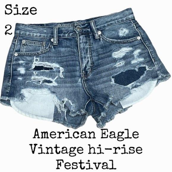 American Eagle Outfitters Pants - American Eagle vintage hi-rise festival jean shorts vintage wash size 2